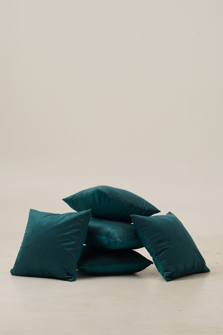 Essential Velvet Set of 5 Cushion Cover 16 x 16 (Teal)