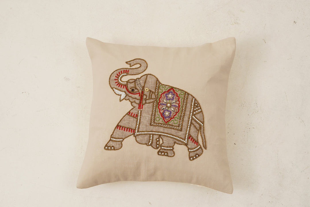 Elephant Cushion Cover  16 x 16 (Beige)