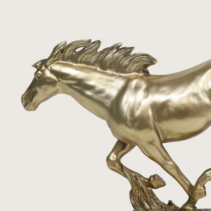 Running Horse Sculpture Showpiece - Gold