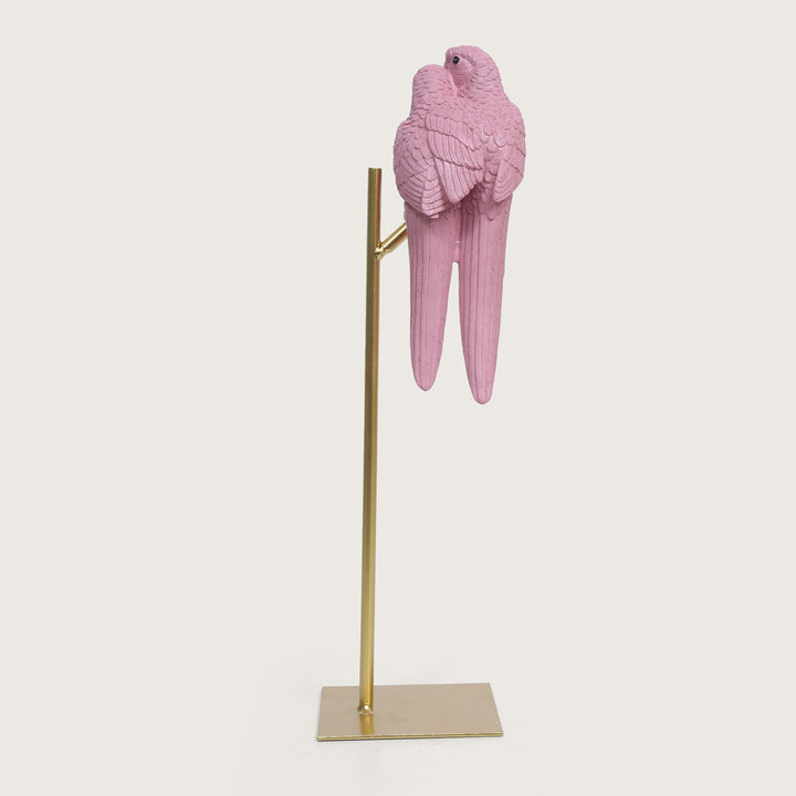 Love Birds on Metal Stand Showpiece - Pink