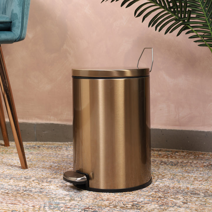 European Pedal Ss Trash Can | Soft Close Dustbin | Gold