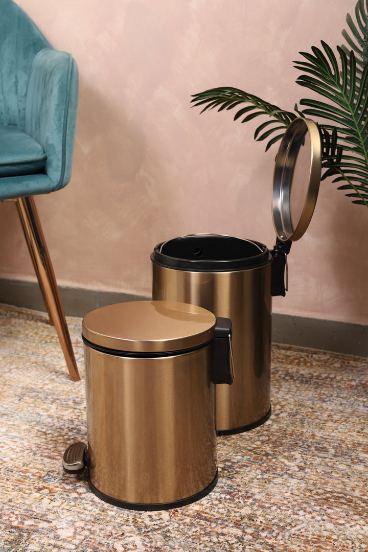 European Pedal Ss Trash Can | Soft Close Dustbin | Gold