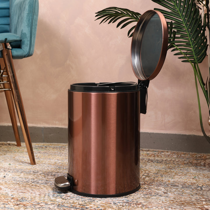 European Pedal Ss Trash Can | Soft Close Dustbin | Copper