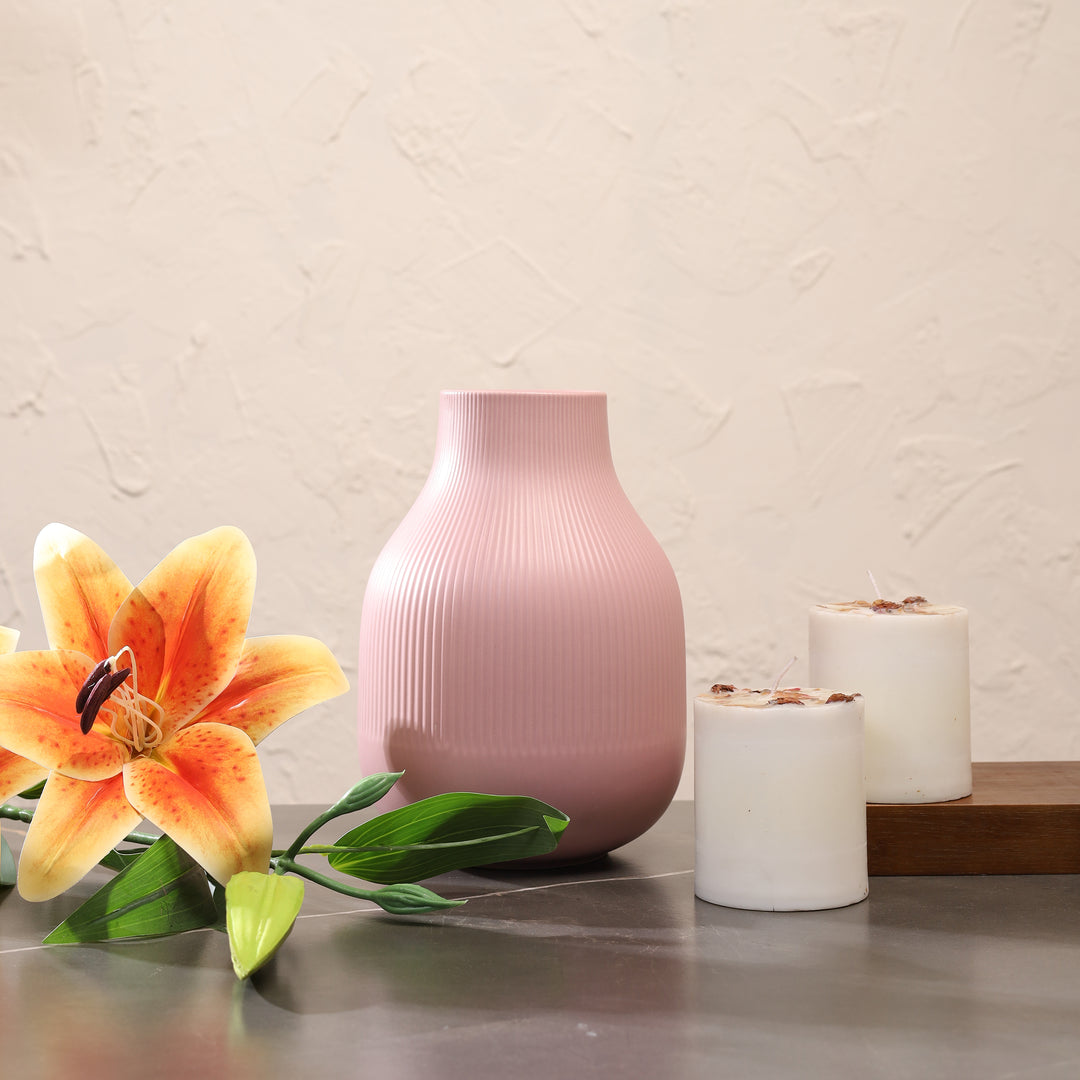 Stylish Ceramic Line Vase Pink