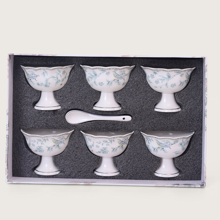 Leaves Dessert Bowl with Spoon Set of 6