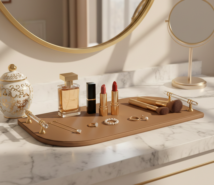 Golden Hour Archway Accent Tray with Clear Handles - Medium