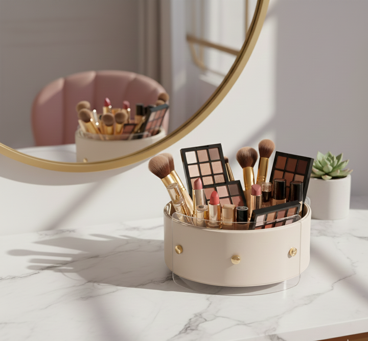 Luxury Round Organiser Storage Box With Lid