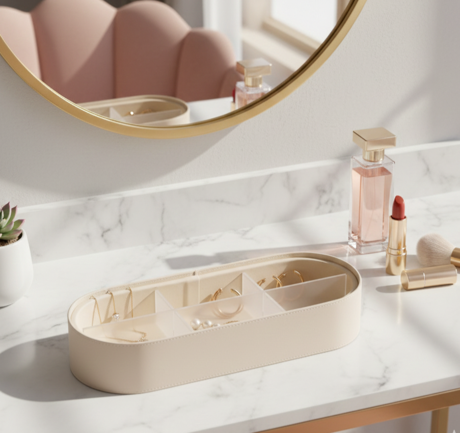 Luxe Leather Multicompartment Organiser Box