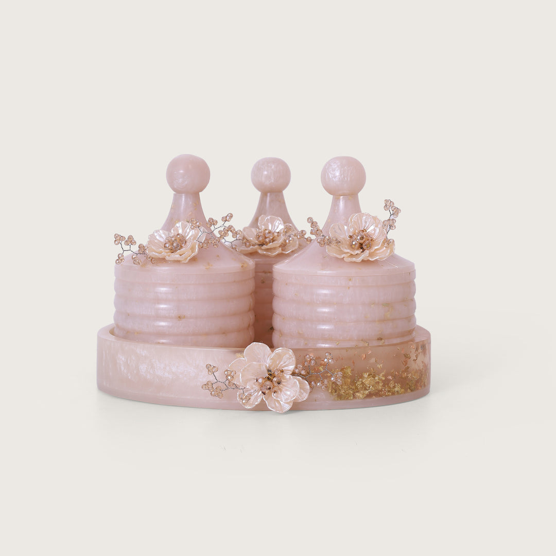 Pearl Flower Shade Jar Set of 3