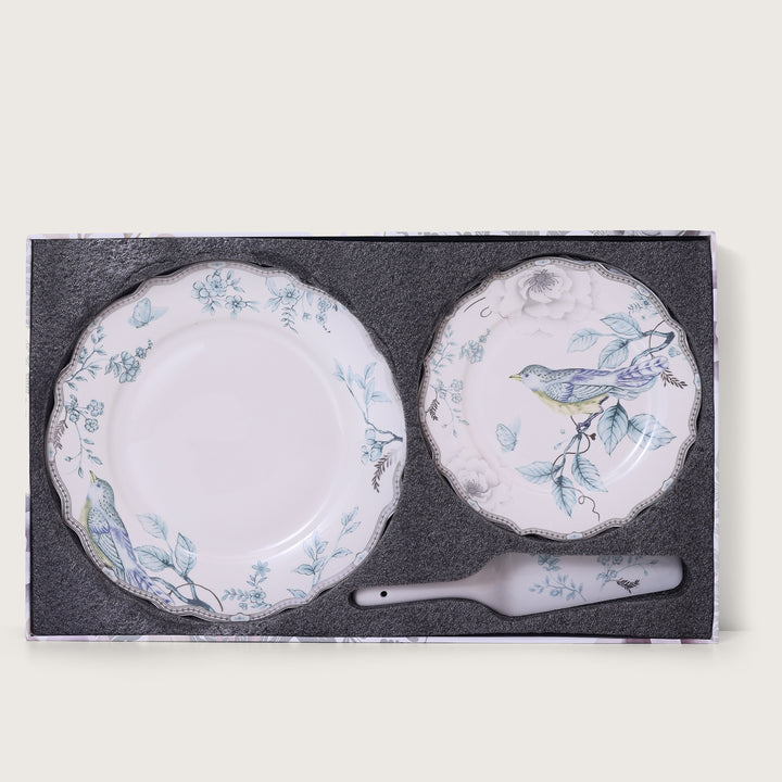 Luxe Blue Bird 8 Pc Serving Set | Cake Set