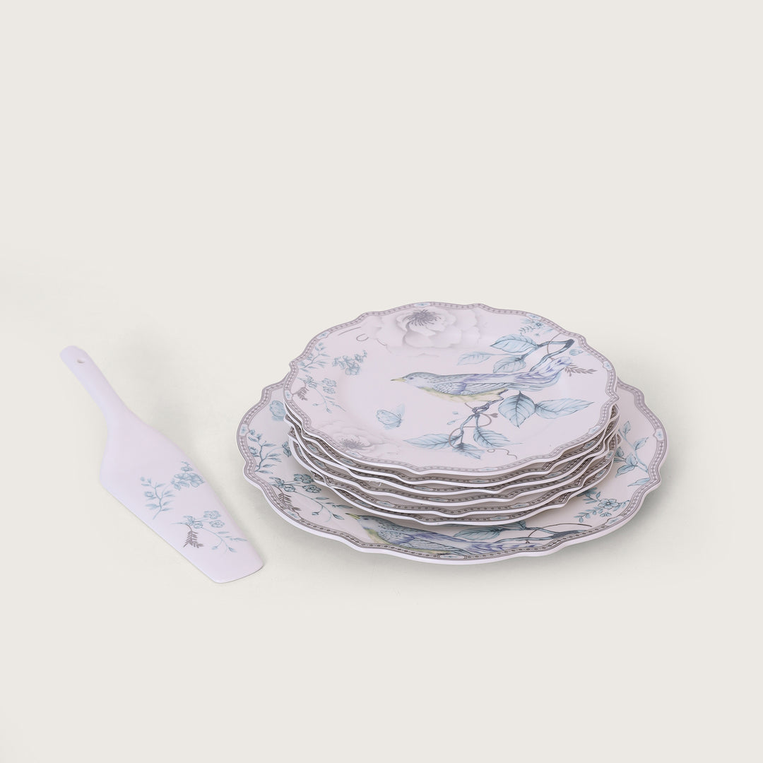 Luxe Blue Bird 8 Pc Serving Set | Cake Set