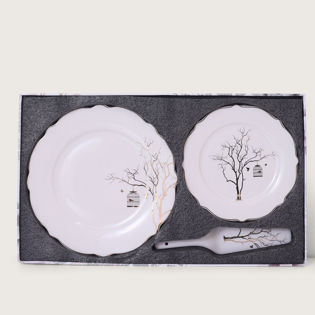 Luxe Golden Tree 8 Pc Serving Set | Cake Set