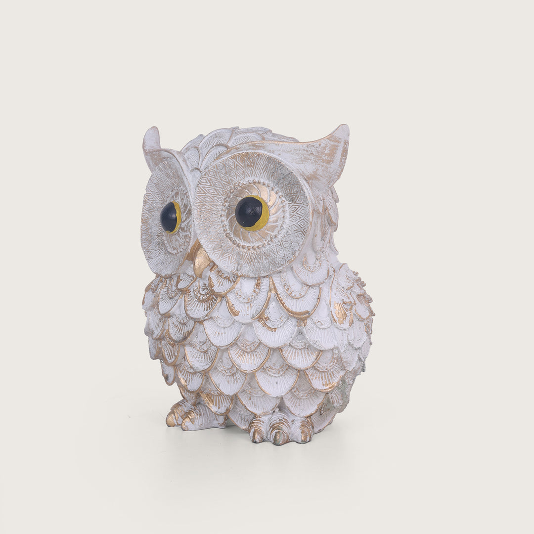 Modern Classy Owl Resin Showpiece - White