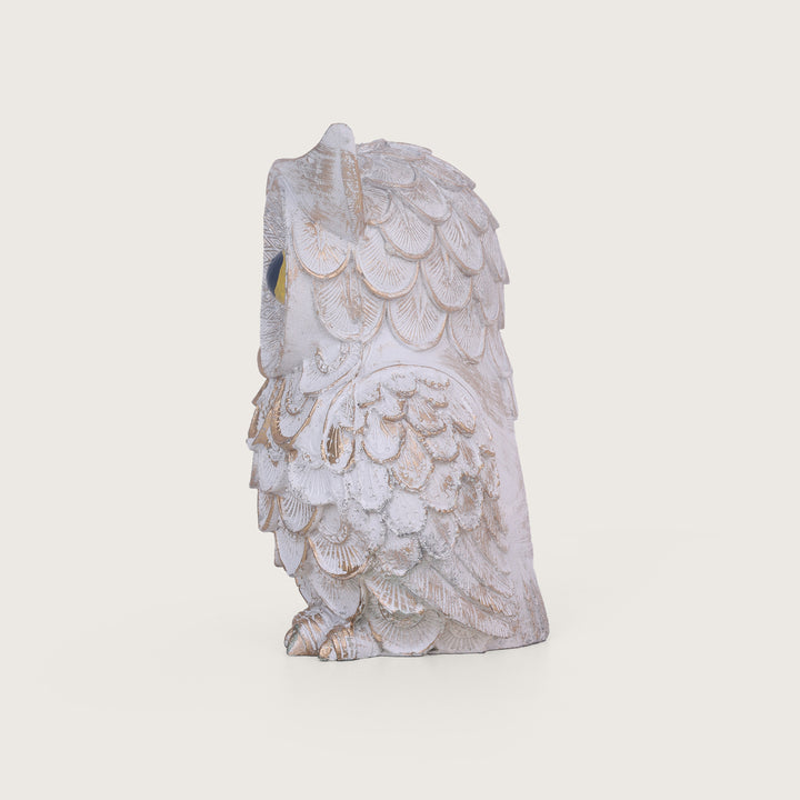 Modern Classy Owl Resin Showpiece - White