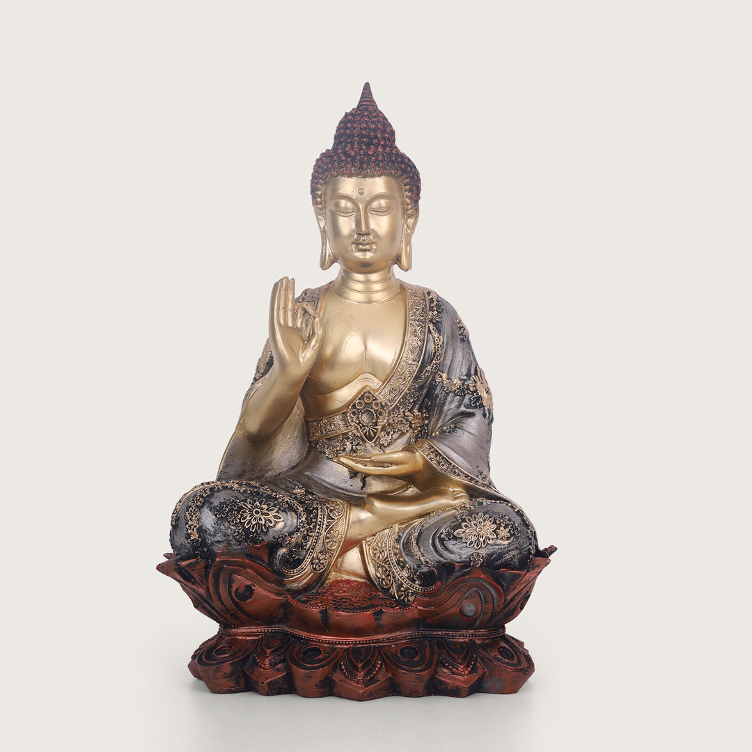 Serenity Lotus Buddha Gold Idol - Medium