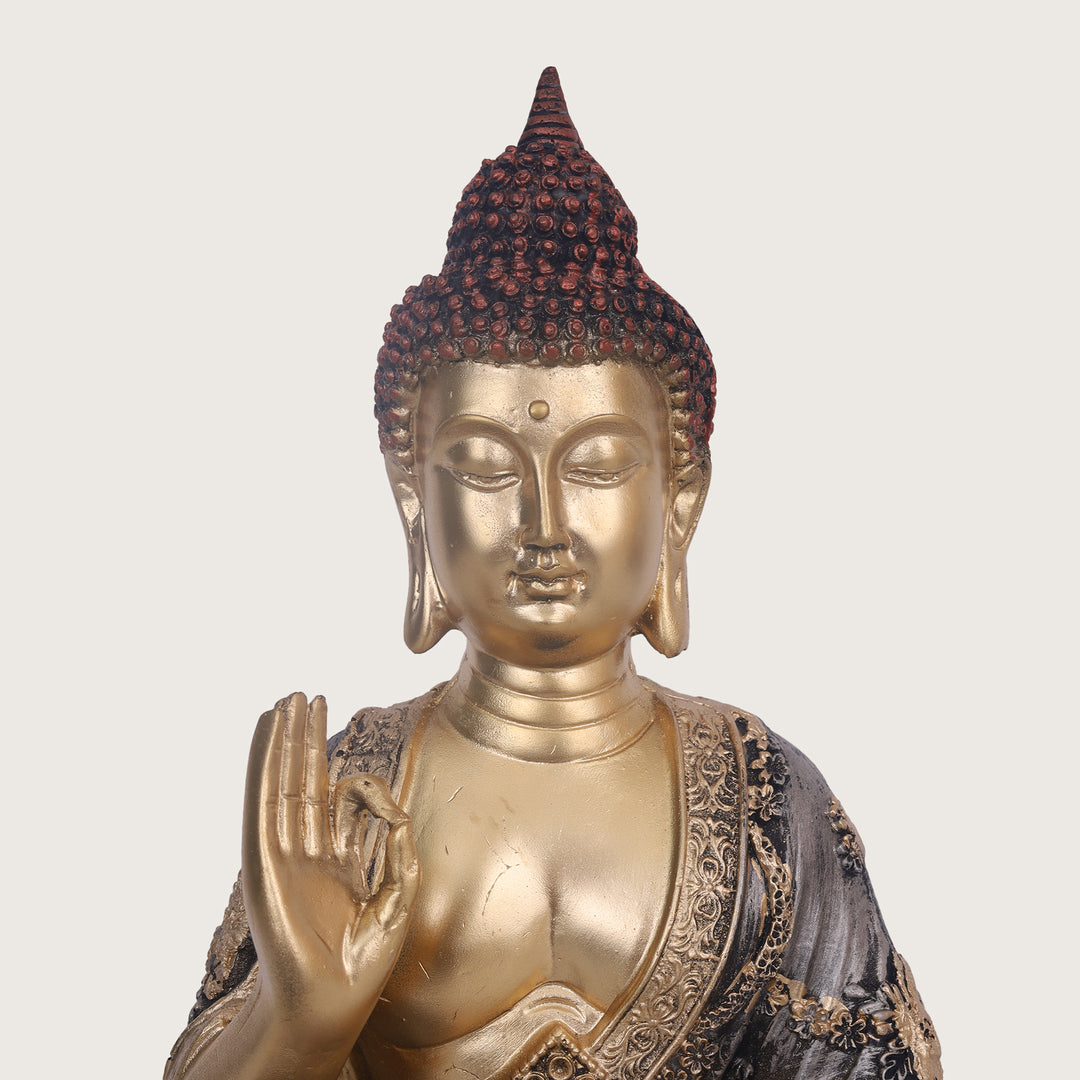 Serenity Lotus Buddha Gold Idol - Medium