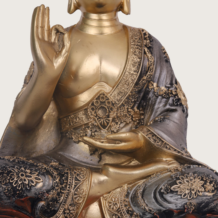 Serenity Lotus Buddha Gold Idol - Medium