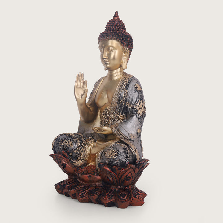 Serenity Lotus Buddha Gold Idol - Medium