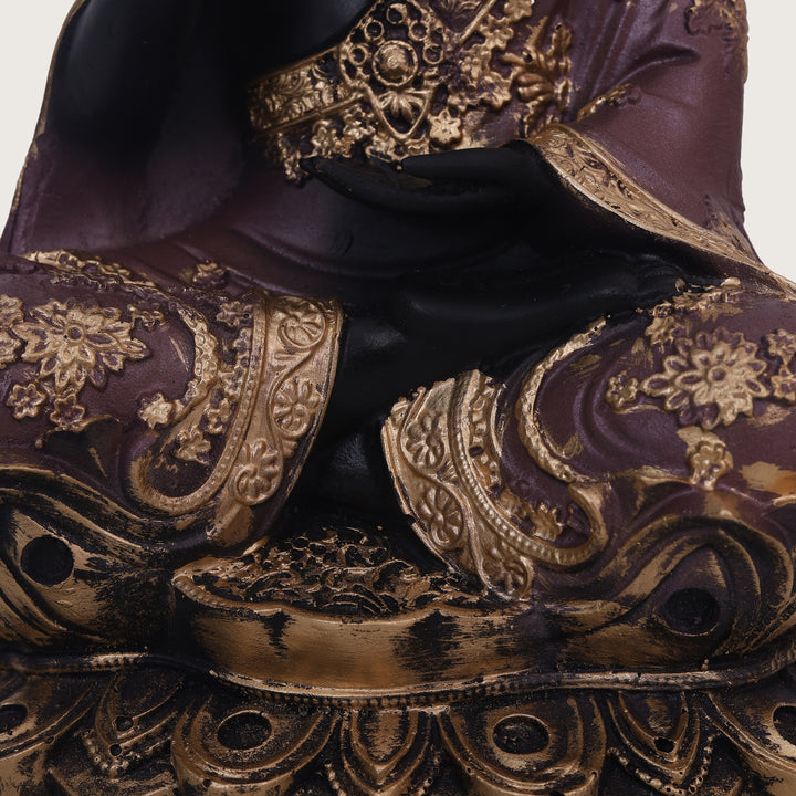 Serenity Lotus Buddha Black Idol - Medium