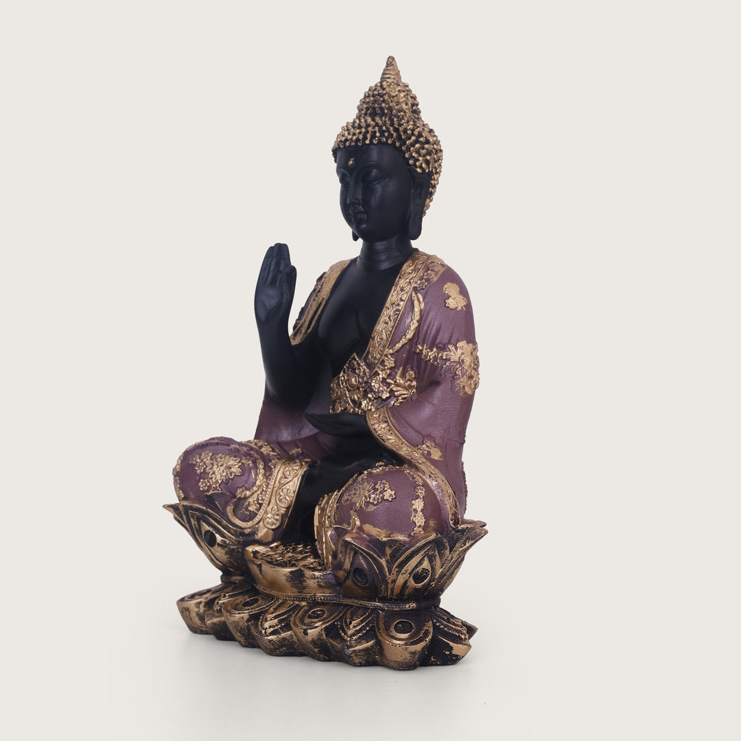 Serenity Lotus Buddha Black Idol - Medium