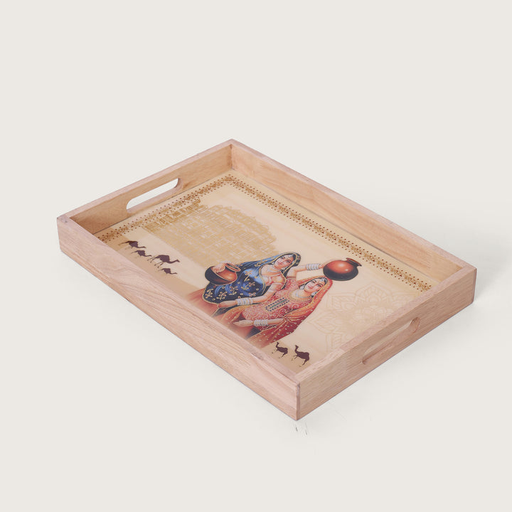 Hawa Mahal Inspired Wooden. Tray - Small