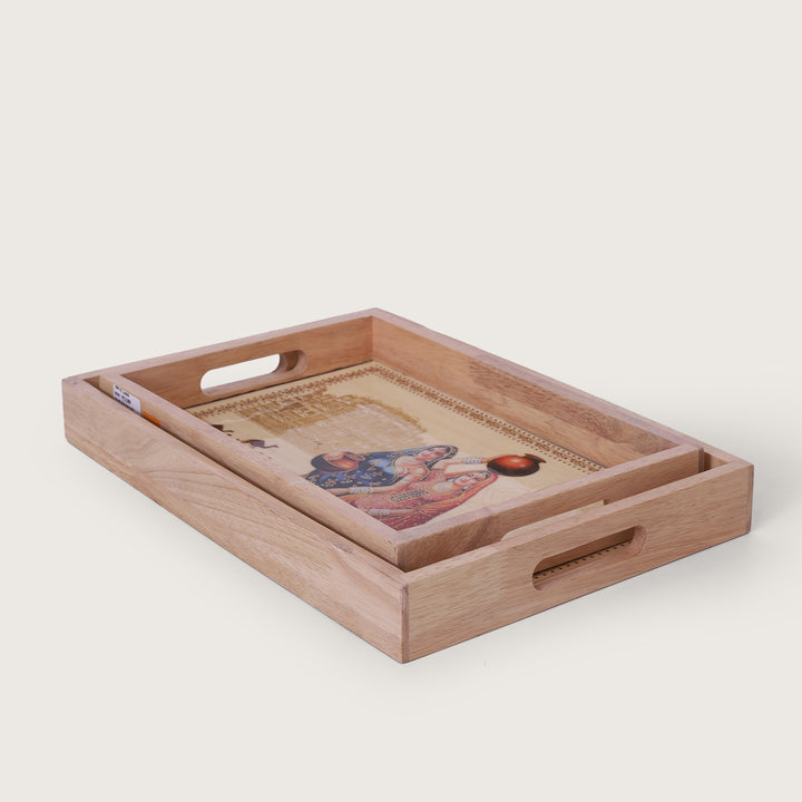 Hawa Mahal Inspired Wooden. Tray - Large