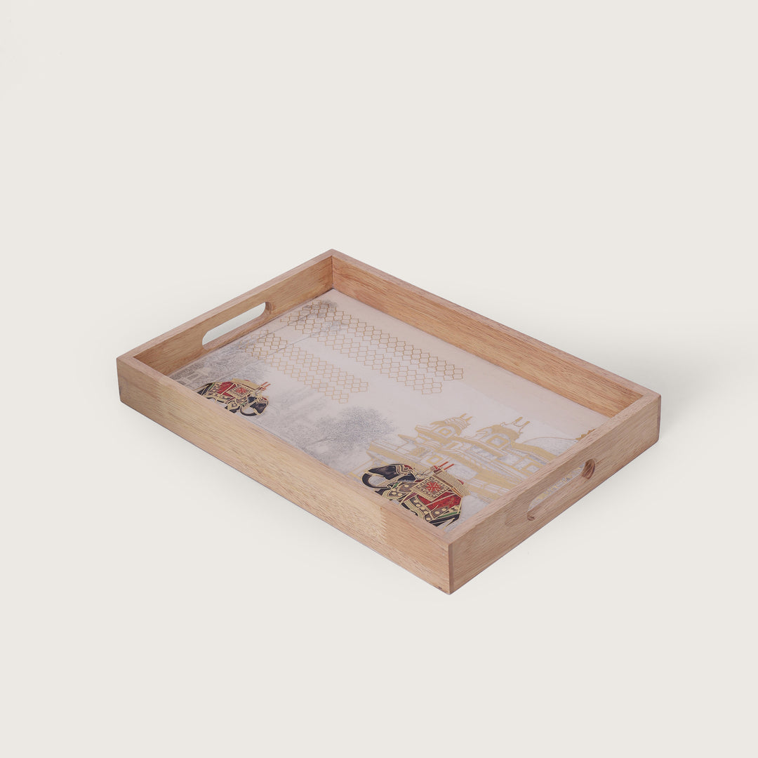 Elephant Tray Wooden Beige - Small