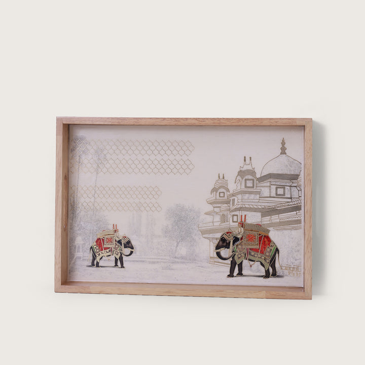 Elephant Tray Wooden Beige - Small