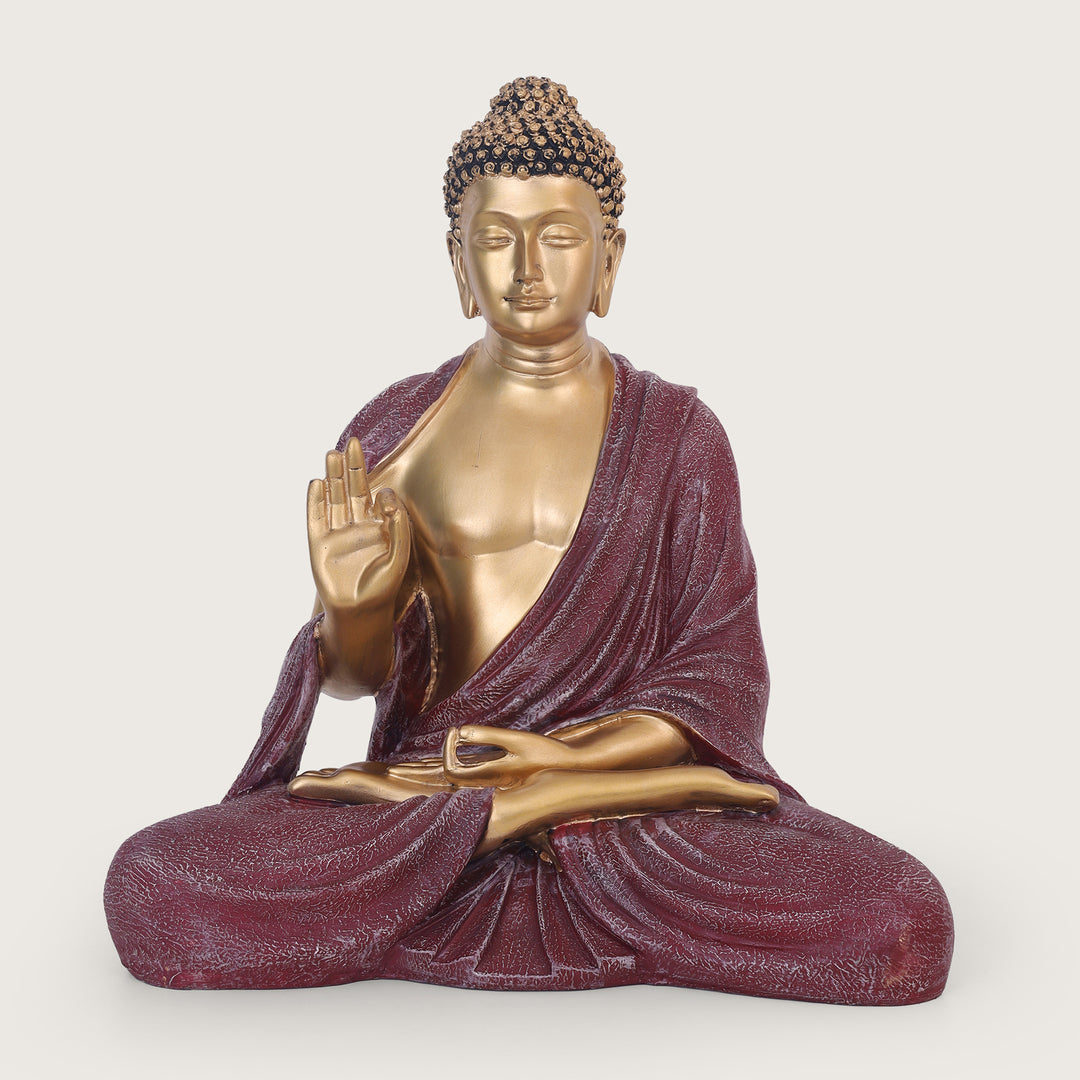 Serenity Buddha Large Idol - Gold&Red