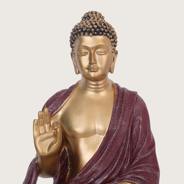 Serenity Buddha Large Idol - Gold&Red