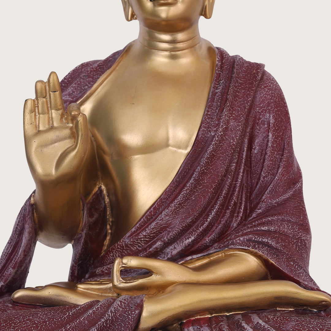 Serenity Buddha Large Idol - Gold&Red