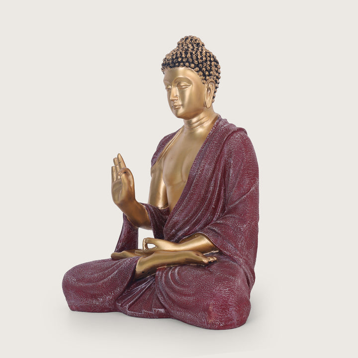 Serenity Buddha Large Idol - Gold&Red