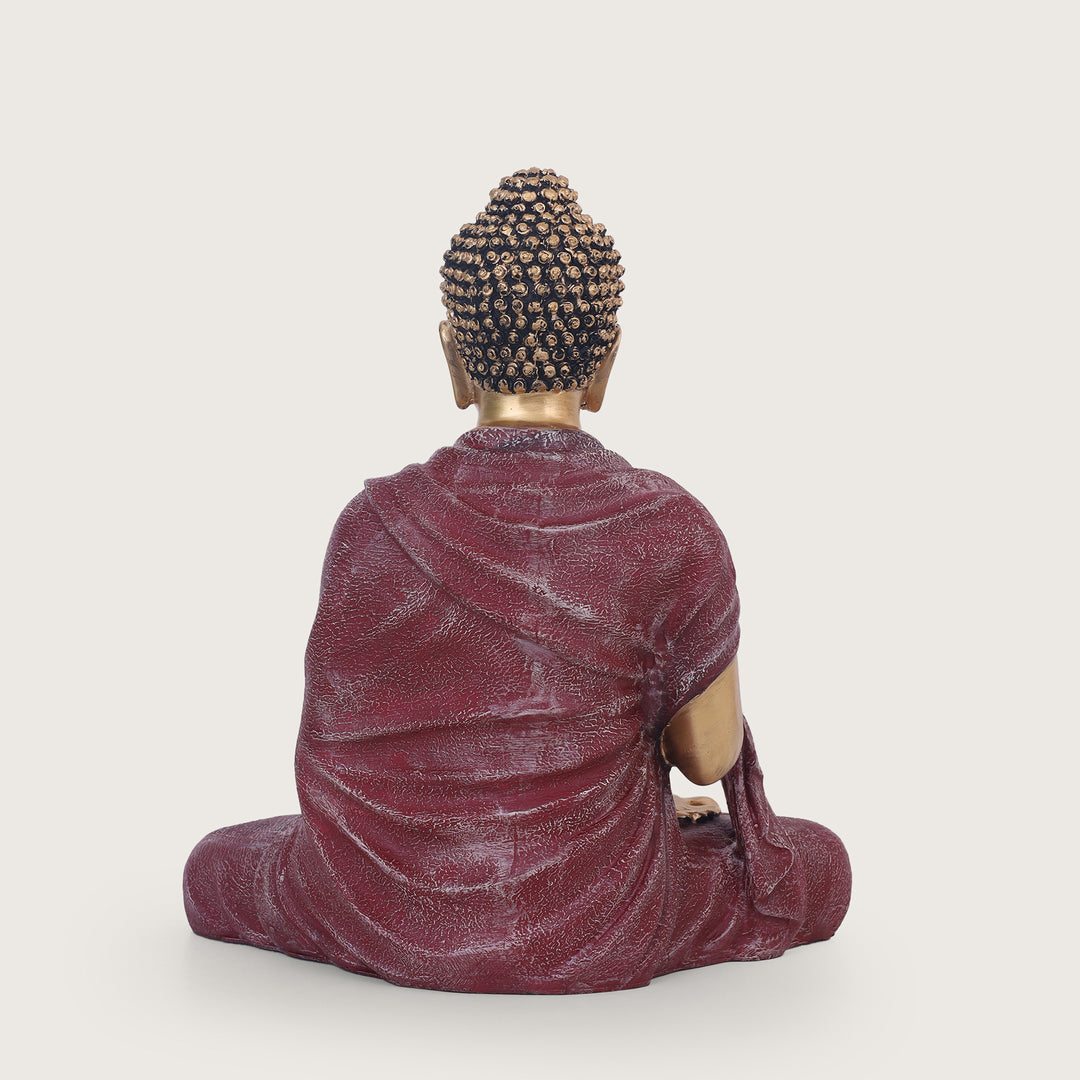 Serenity Buddha Large Idol - Gold&Red