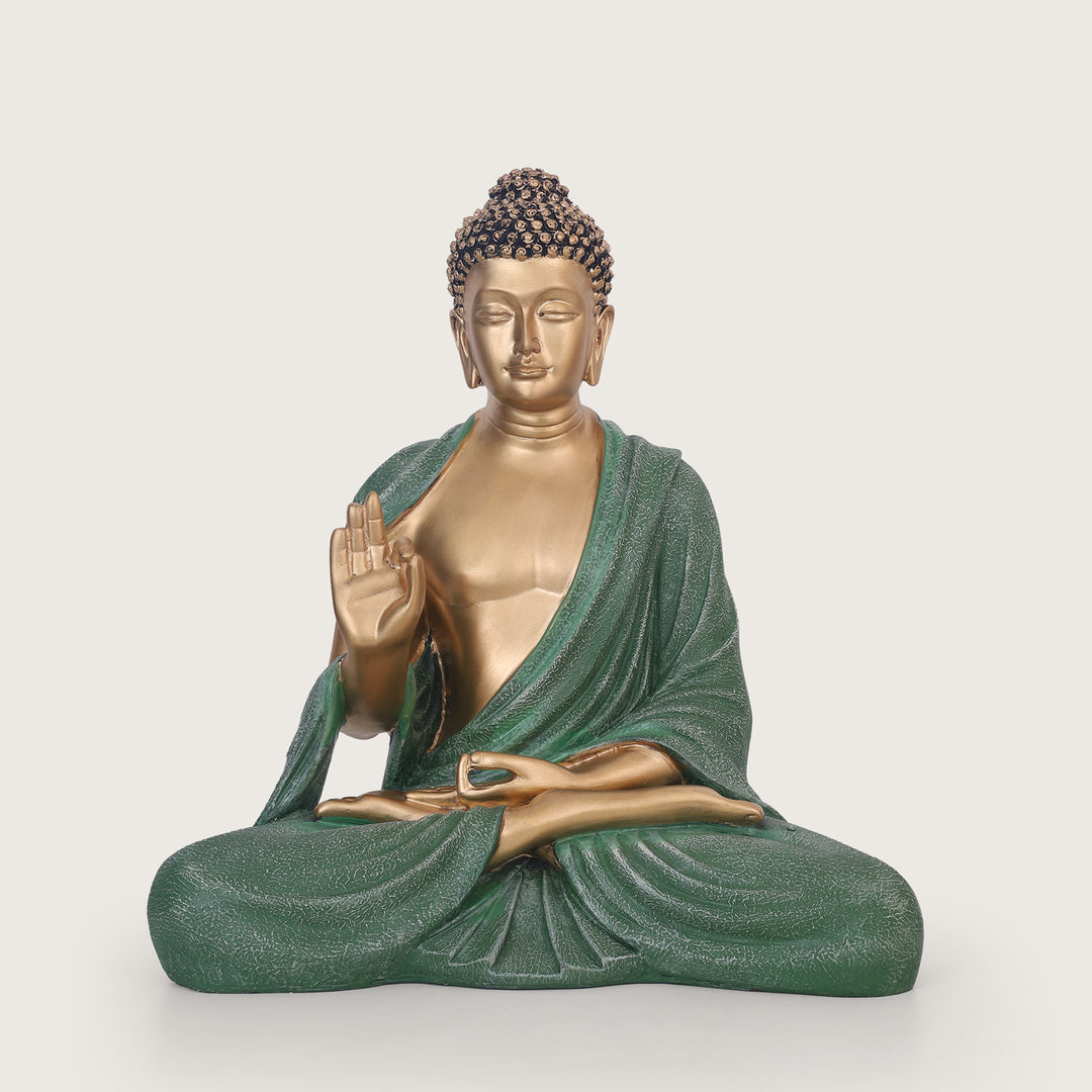 Serenity Buddha Large Idol - Gold&Green