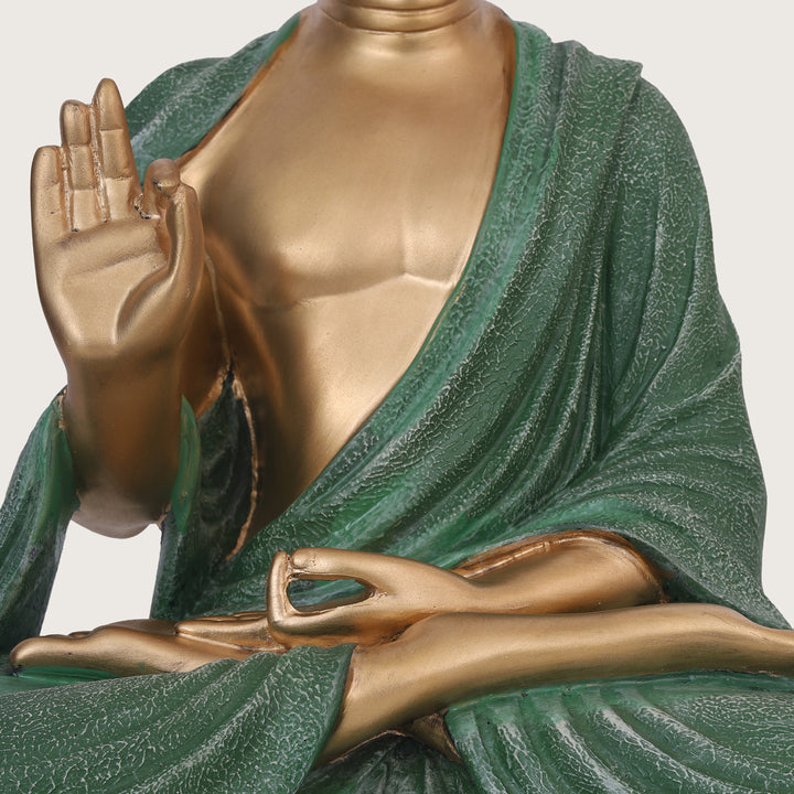 Serenity Buddha Large Idol - Gold&Green