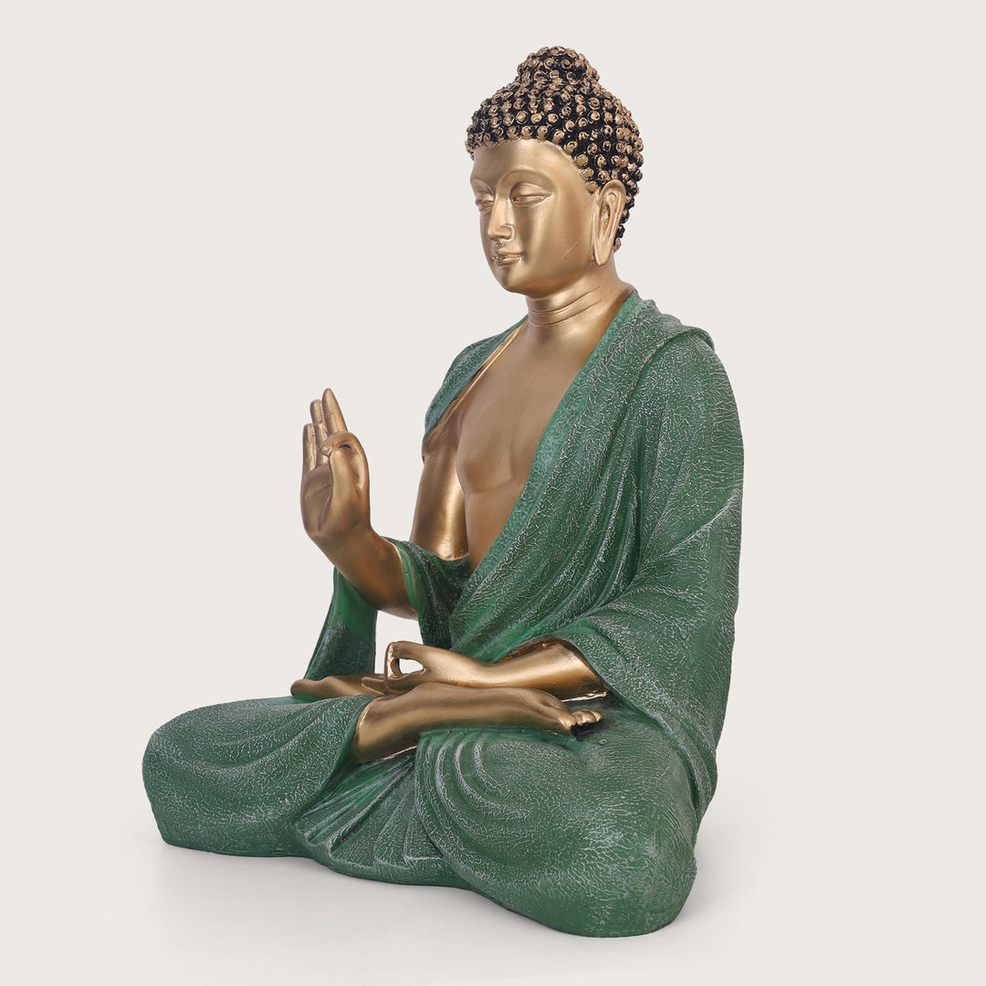 Serenity Buddha Large Idol - Gold&Green