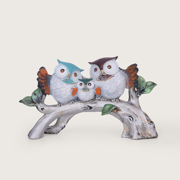 Owl Family On The Tree Branch Showpiece