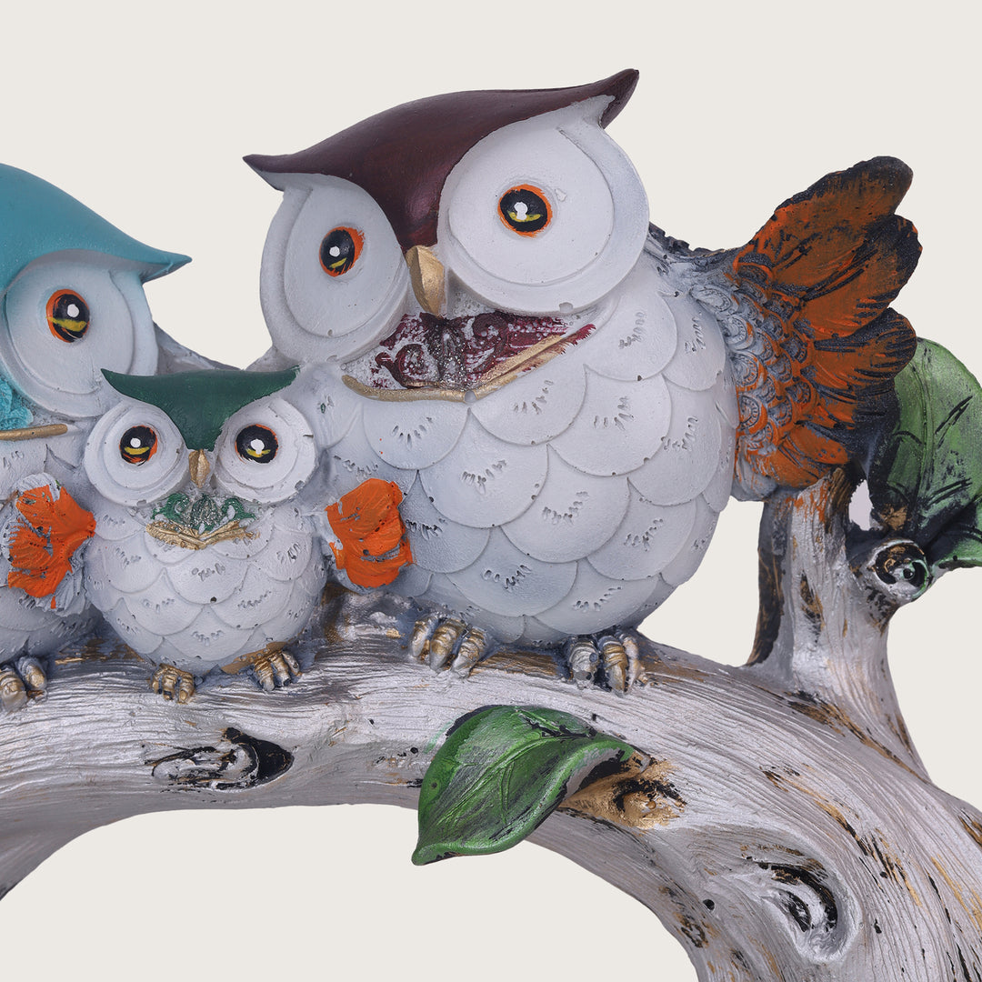 Owl Family On The Tree Branch Showpiece