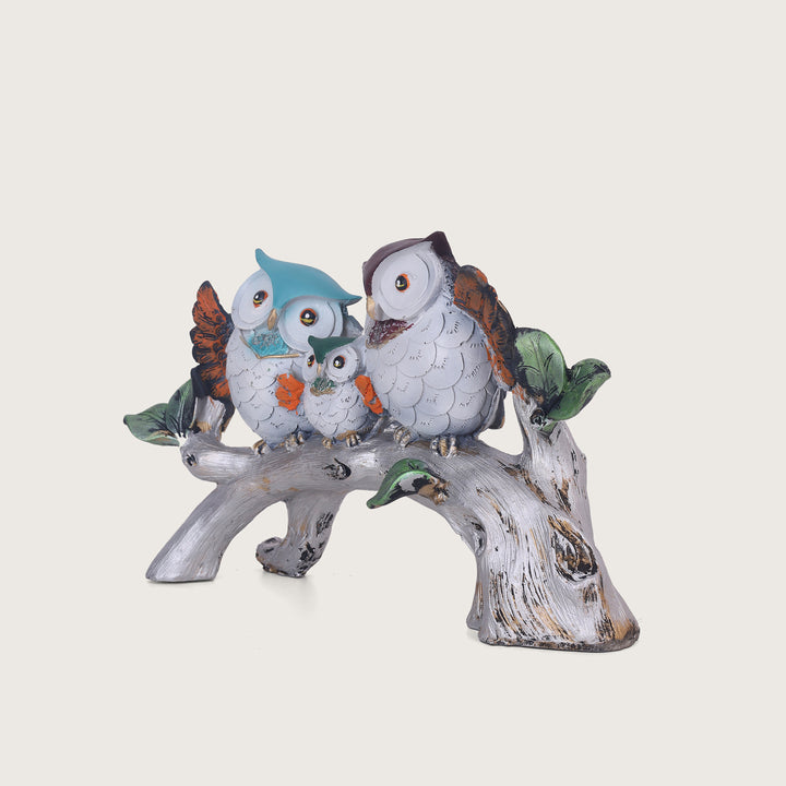 Owl Family On The Tree Branch Showpiece