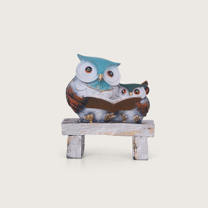 Owls On The Book Bench Showpiece