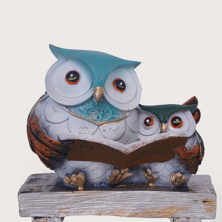 Owls On The Book Bench Showpiece