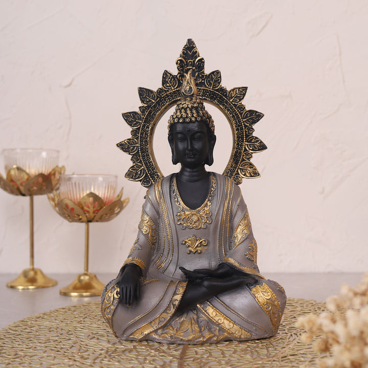 Serenity Chakra Buddha Black Idol - Medium