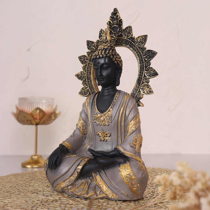 Serenity Chakra Buddha Black Idol - Medium