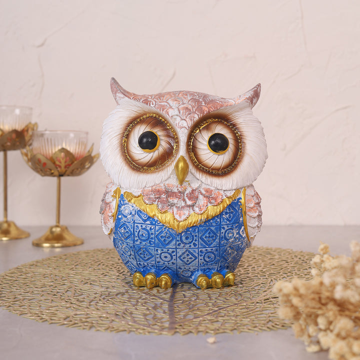 Modern Classy Owl Resin Showpiece - Blue