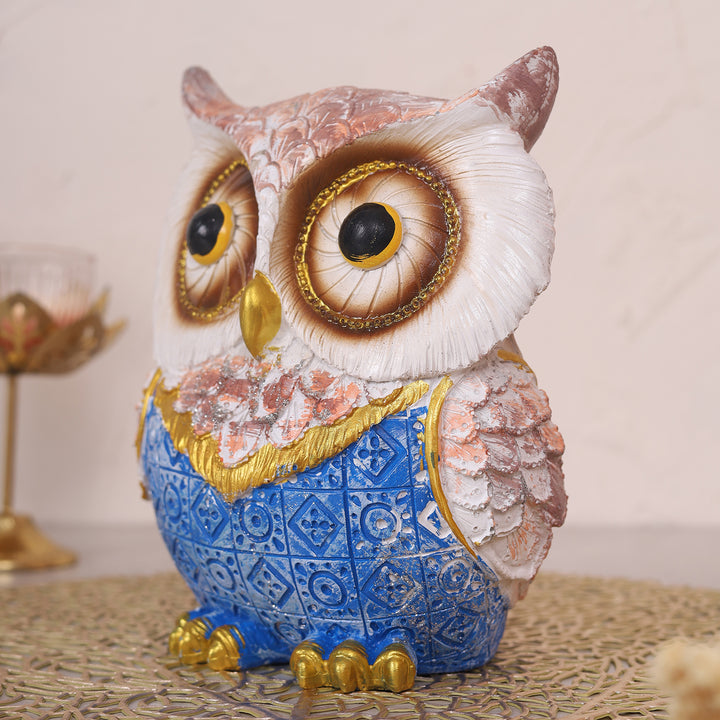 Modern Classy Owl Resin Showpiece - Blue