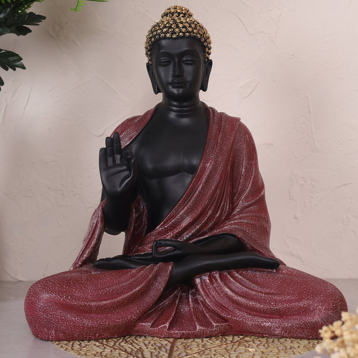 Serenity Buddha Large Idol - Black&Red