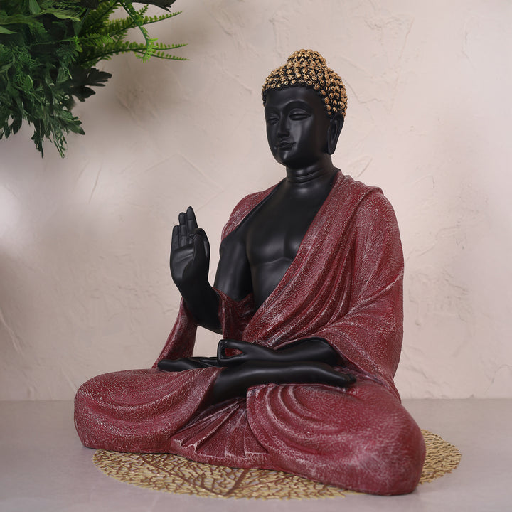 Serenity Buddha Large Idol - Black&Red