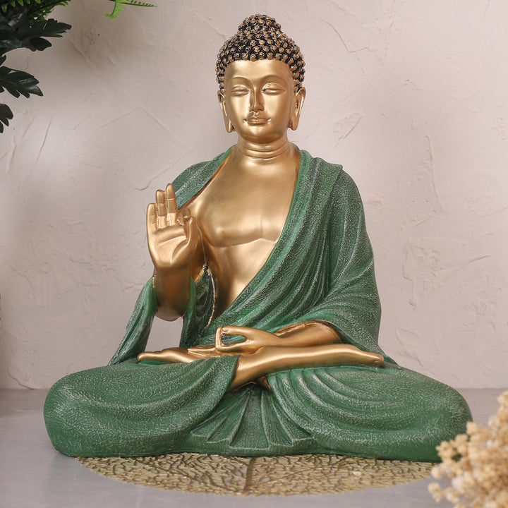 Spiritual Buddha Statue Large - Gold & Green