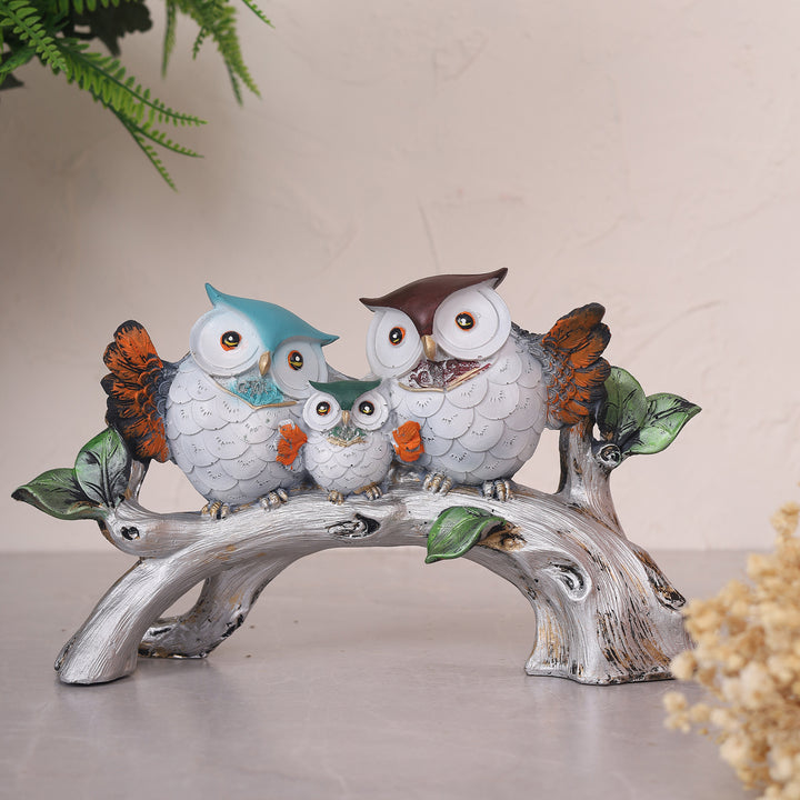 Owl Family On The Tree Branch Showpiece