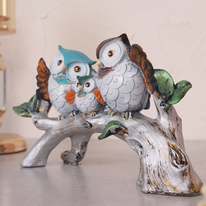 Owl Family On The Tree Branch Showpiece